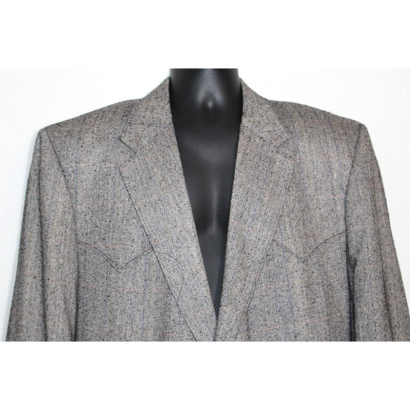 Classic Circle S Dallas Men's Tweed Blazer Silk Lining Gray Wool Blend Size 48L - Picture 2 of 6
